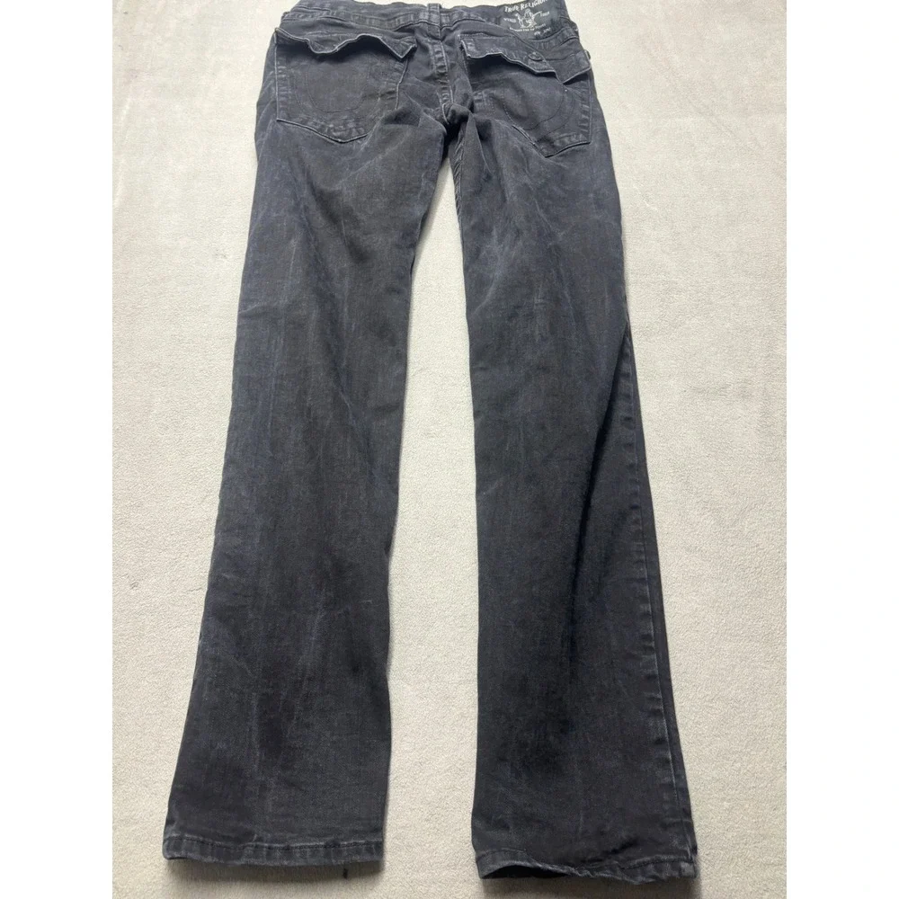 True Religion Rocco Relaxed Skinny Jeans Mens 33 Faded Black Flap Pocket Denim